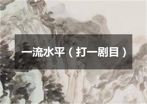 一流水平（打一剧目）