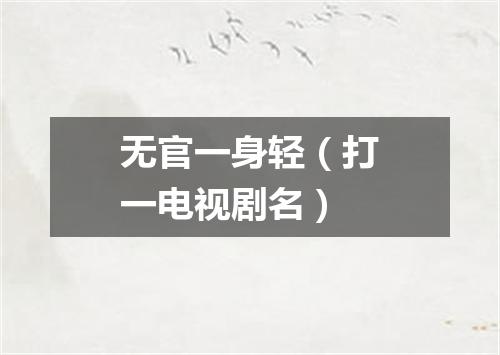 无官一身轻（打一电视剧名）