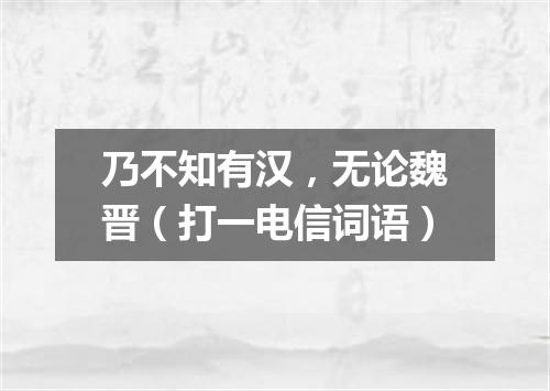 乃不知有汉，无论魏晋（打一电信词语）