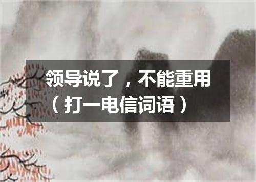 领导说了，不能重用（打一电信词语）