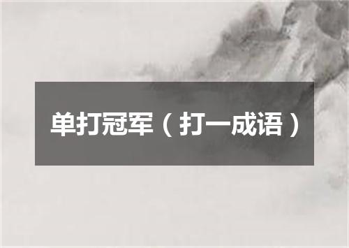 单打冠军（打一成语）