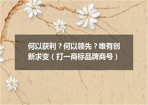 何以获利？何以领先？唯有创新求变（打一商标品牌商号）