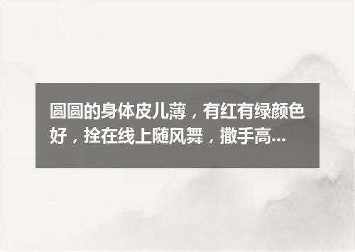 圆圆的身体皮儿薄，有红有绿颜色好，拴在线上随风舞，撒手高飞天上飘。（打一物）
