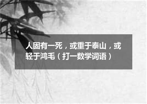 人固有一死，或重于泰山，或轻于鸿毛（打一数学词语）