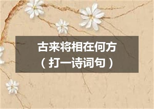 古来将相在何方（打一诗词句）