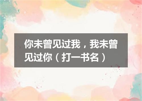 你未曾见过我，我未曾见过你（打一书名）