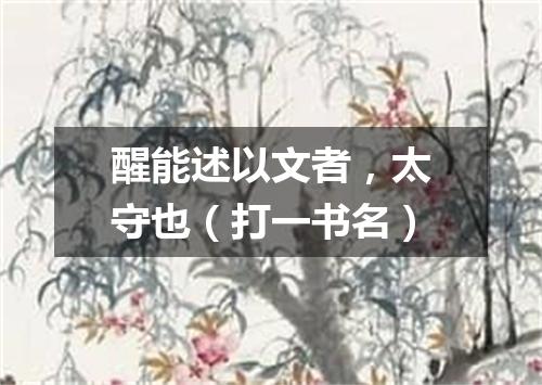 醒能述以文者，太守也（打一书名）