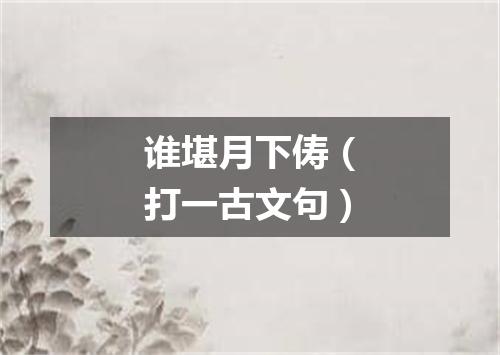 谁堪月下俦（打一古文句）
