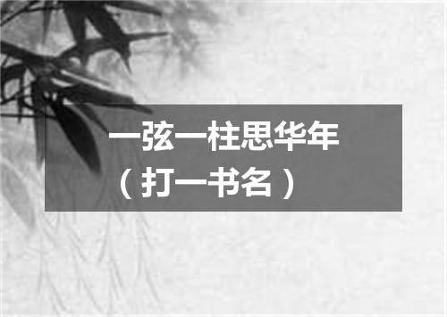 一弦一柱思华年（打一书名）