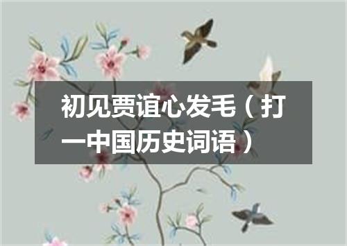 初见贾谊心发毛（打一中国历史词语）