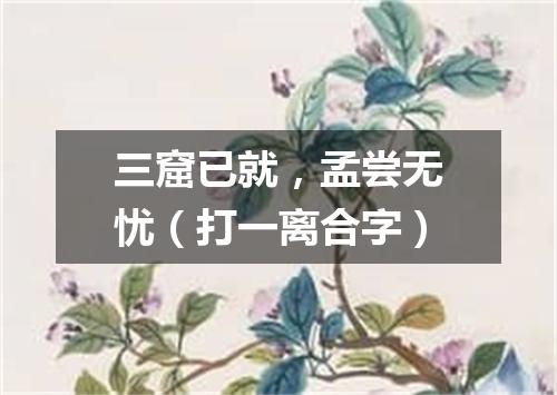 三窟已就，孟尝无忧（打一离合字）