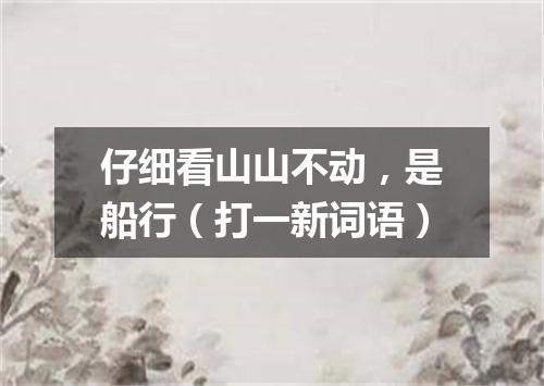 仔细看山山不动，是船行（打一新词语）