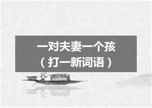 一对夫妻一个孩（打一新词语）