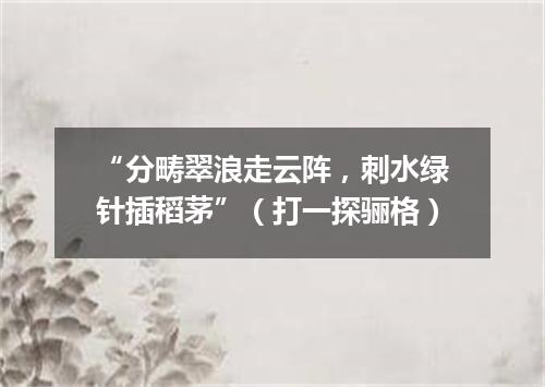 “分畴翠浪走云阵，刺水绿针插稻茅”（打一探骊格）