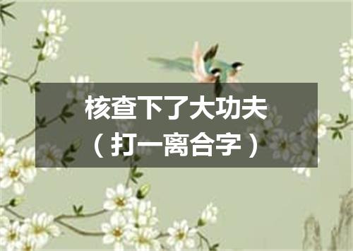 核查下了大功夫（打一离合字）