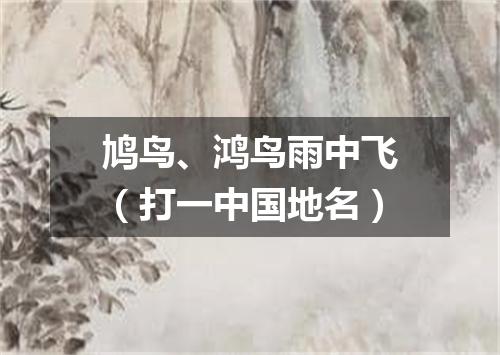 鸠鸟、鸿鸟雨中飞（打一中国地名）