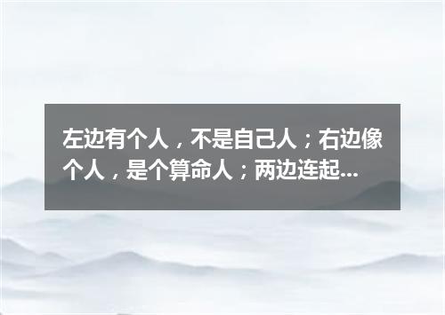 左边有个人，不是自己人；右边像个人，是个算命人；两边连起来，本是一家人；女的服侍人，男的领导人（打一字谜）