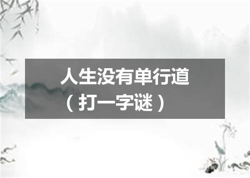 人生没有单行道（打一字谜）
