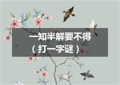 一知半解要不得（打一字谜）