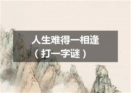 人生难得一相逢（打一字谜）