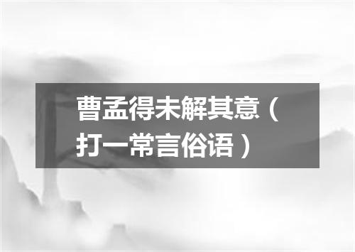 曹孟得未解其意（打一常言俗语）