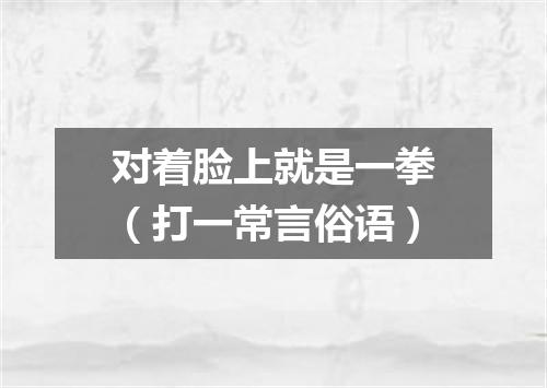 对着脸上就是一拳（打一常言俗语）