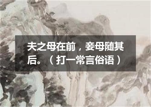 夫之母在前，妾母随其后。（打一常言俗语）