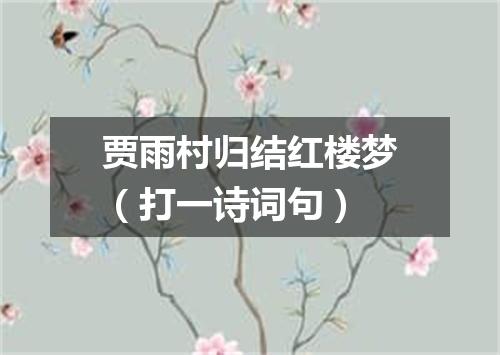 贾雨村归结红楼梦（打一诗词句）
