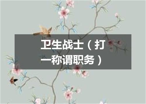 卫生战士（打一称谓职务）