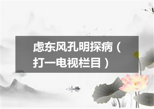 虑东风孔明探病（打一电视栏目）