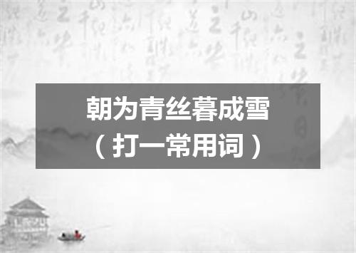 朝为青丝暮成雪（打一常用词）