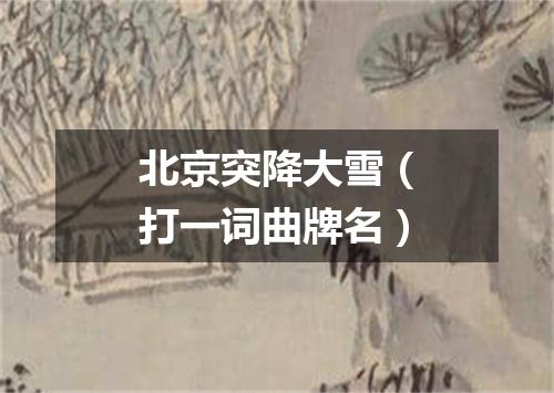 北京突降大雪（打一词曲牌名）