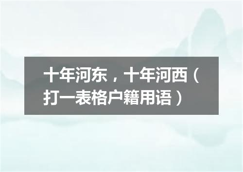 十年河东，十年河西（打一表格户籍用语）