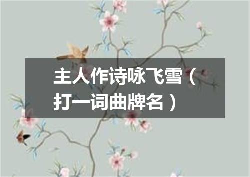 主人作诗咏飞雪（打一词曲牌名）