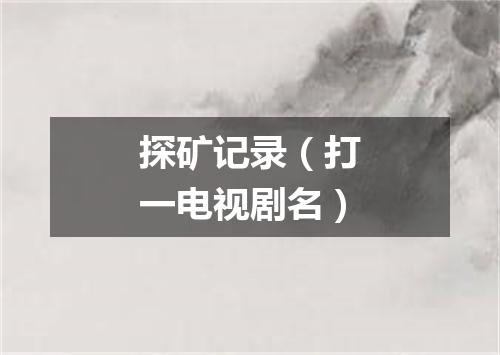 探矿记录（打一电视剧名）