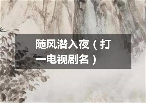 随风潜入夜（打一电视剧名）
