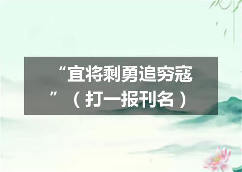 “宜将剩勇追穷寇”（打一报刊名）