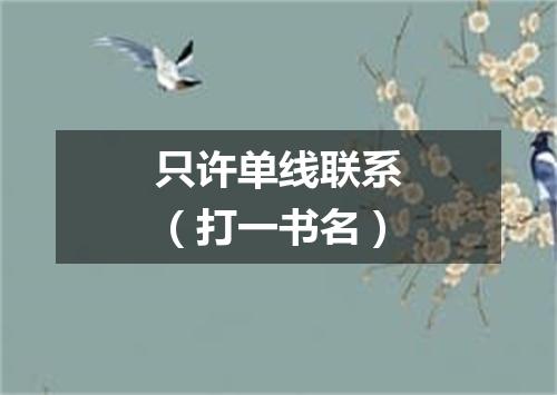 只许单线联系（打一书名）
