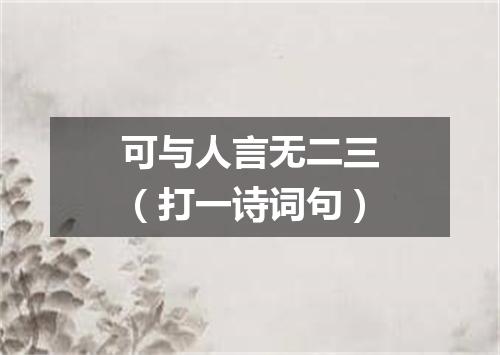 可与人言无二三（打一诗词句）
