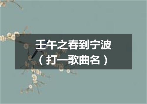 壬午之春到宁波（打一歌曲名）
