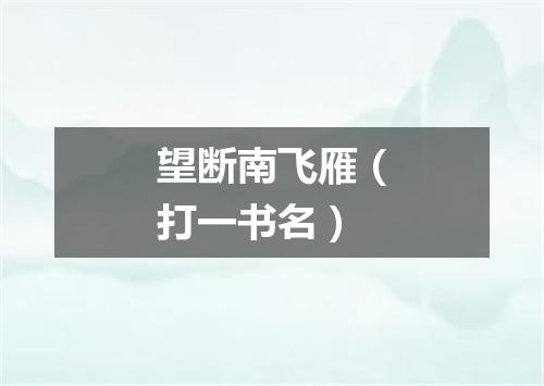 望断南飞雁（打一书名）