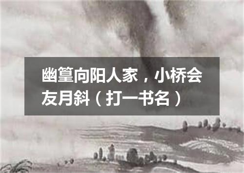 幽篁向阳人家，小桥会友月斜（打一书名）