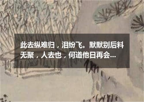 此去纵难归，泪纷飞。默默别后料无聚，人去也，何道他日再会。（打一新词语）