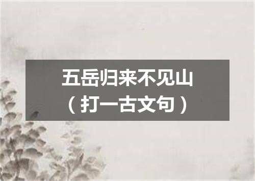 五岳归来不见山（打一古文句）