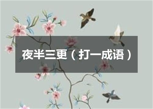 夜半三更（打一成语）