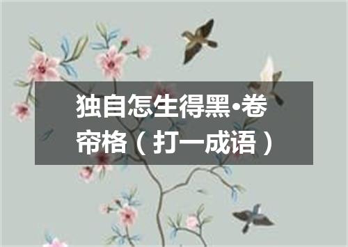 独自怎生得黑·卷帘格（打一成语）