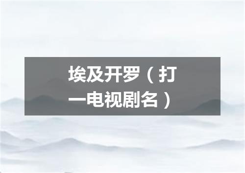 埃及开罗（打一电视剧名）