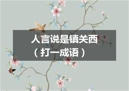 人言说是镇关西（打一成语）