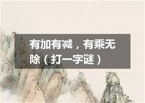 有加有减，有乘无除（打一字谜）