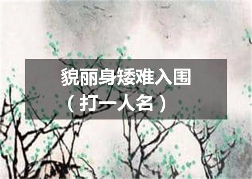 貌丽身矮难入围（打一人名）